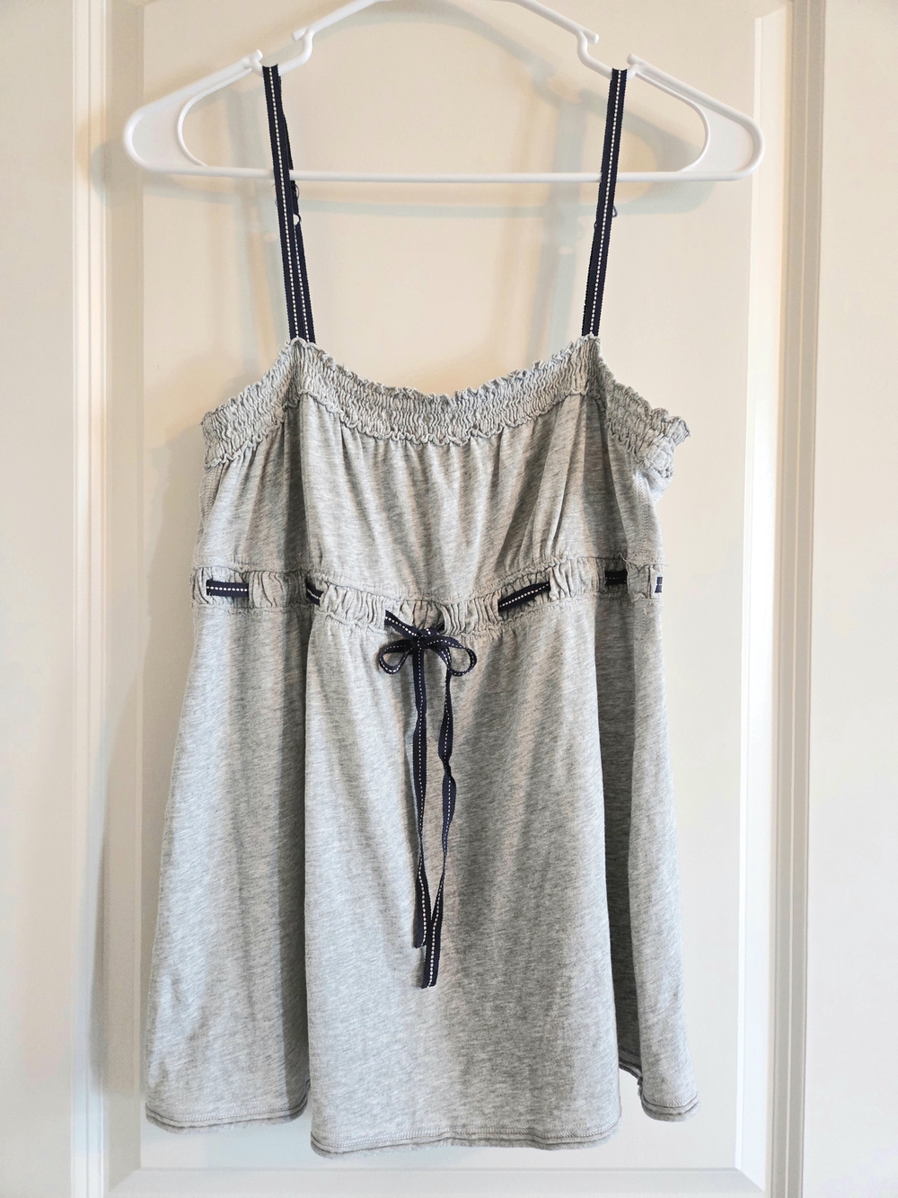 Vintage Abercrombie Y2K Gray Babydoll Cami Top Large Cotton